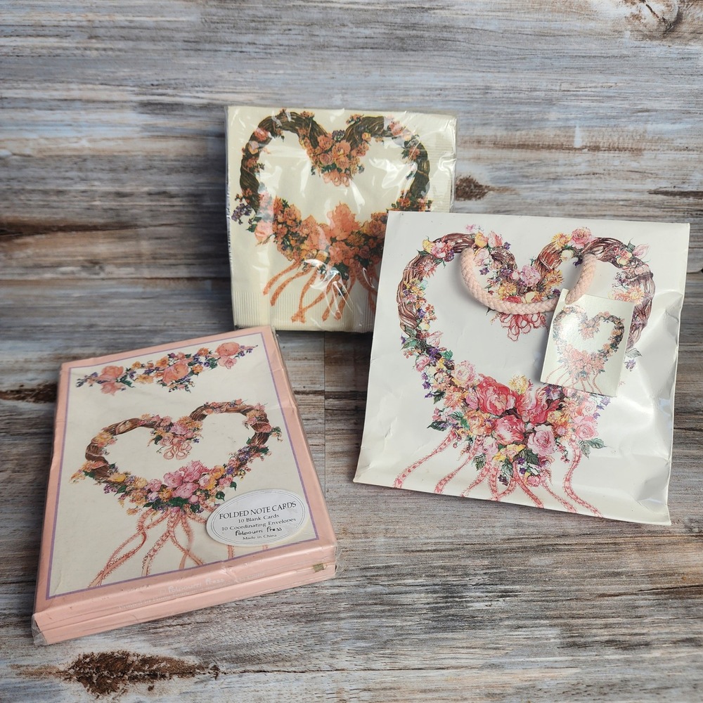Vintage Potpourri Press Chelsea Wreath Stationery Set Christina Ladas 1989 Gift